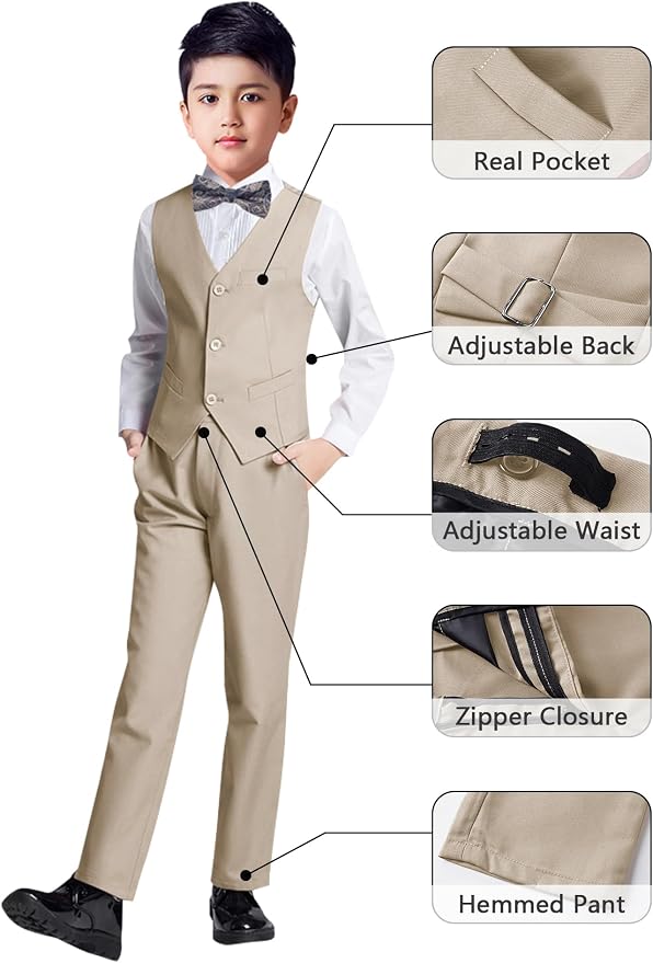 YuanLu Boys Suit for Kids Tuxedo Wedding Ring Bearer Outfit, 5 Piece Boy Slim - Image 4