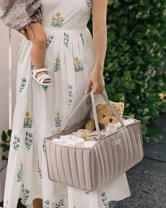 Blissful Diary Baby Diaper Caddy Organizer, Stylish Storage Basket - Image 5