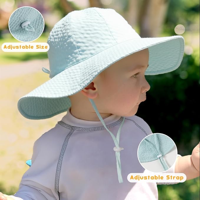 HONGTEYA Baby Sun Hat Toddler Girl Beach Hat Adjustable Outdoor Summer Hat UPF - Image 3