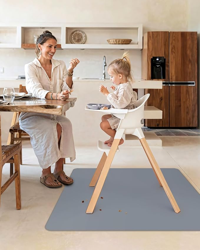 Blissful Diary Baby Splat Mat for Under High Chair, 50.4 x 50.4 Inch Wipeable - Image 4