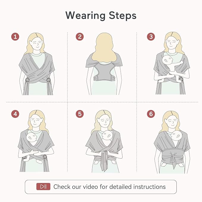 Momcozy Baby Wrap Carrier, Lightweight Hands Free Baby Sling, Adjustable Baby - Image 6