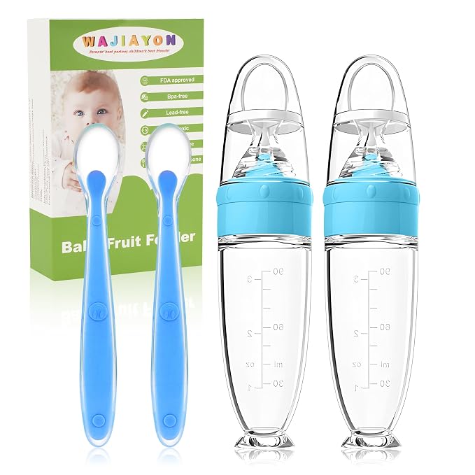 WAJIAYON Baby Food Feeder 4 Pack Silicone Baby Food Dispensing Spoon-3 oz by WAJIAYON