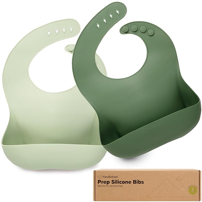 KeaBabies 2-Pack Silicone Baby Bibs by KeaBabies