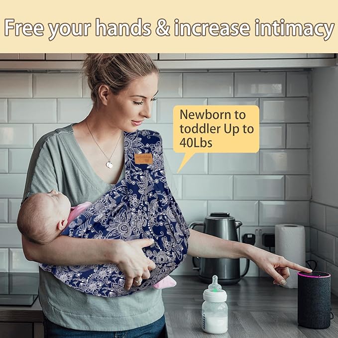 Baby Sling Carrier Newborn, Adjustable Easy Wearing Baby Nursing Warp Sling - Image 2
