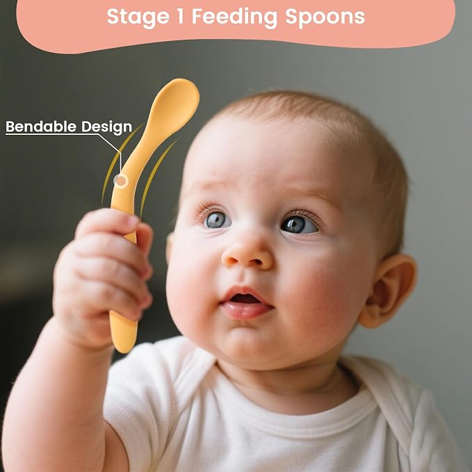 HANSGO 8-Piece Silicone Baby Spoons, First Stage Infant Self Feeding Spoons - Image 4