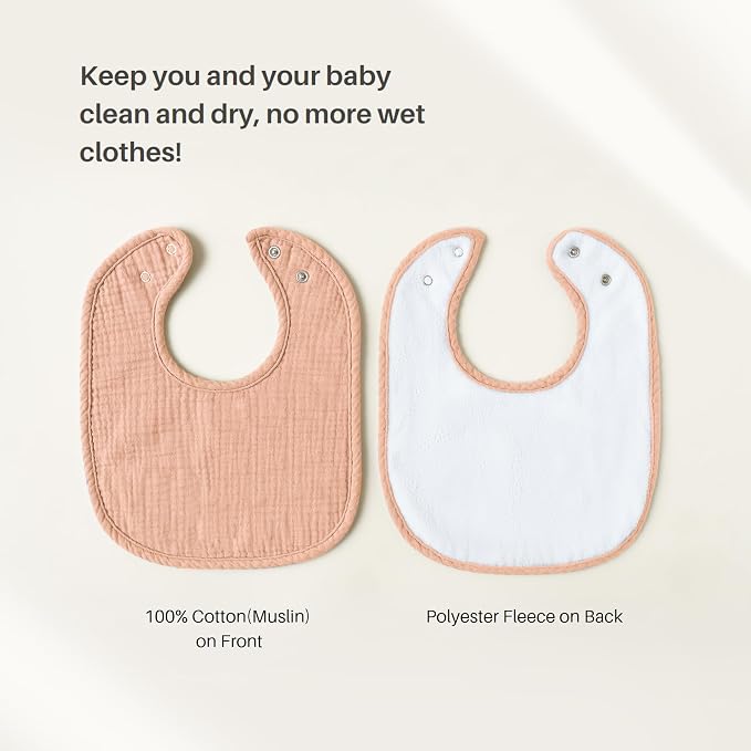Konssy 6-Pack Muslin Baby Bibs for Boys & Girls, Soft Cotton Absorbent Bandana - Image 3