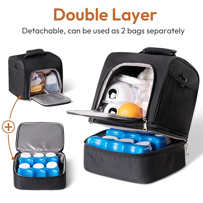 NCVI Breast Pump Bag, Double Layer Removable Pump Bag - Image 2