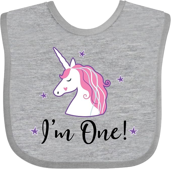 inktastic 1st Birthday Unicorn Baby Bib by Inktastic