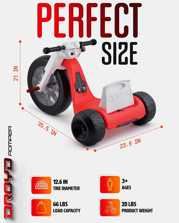 Droyd Romper Electric Tricycle for Kids 3+ Years, 24V Toy 3-6 MPH Max Speed & - Image 7