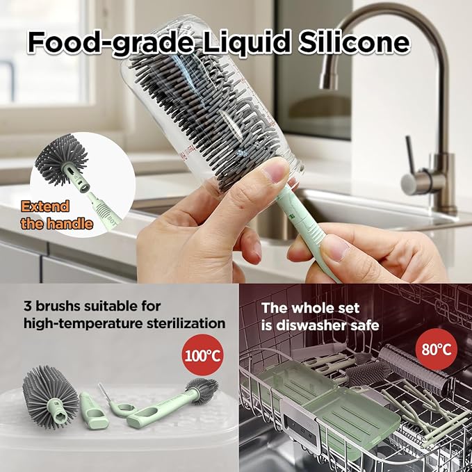 YOTIME Travel Bottle Brush Set, Auto-Open Rack & Vertical Brushs Drying Slots - Image 5