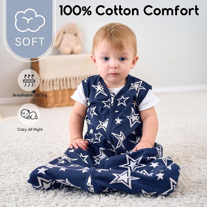 Yoofoss Baby Sleep Sack 6-12 Months 0.5 Tog Wearable Blanket - Image 2