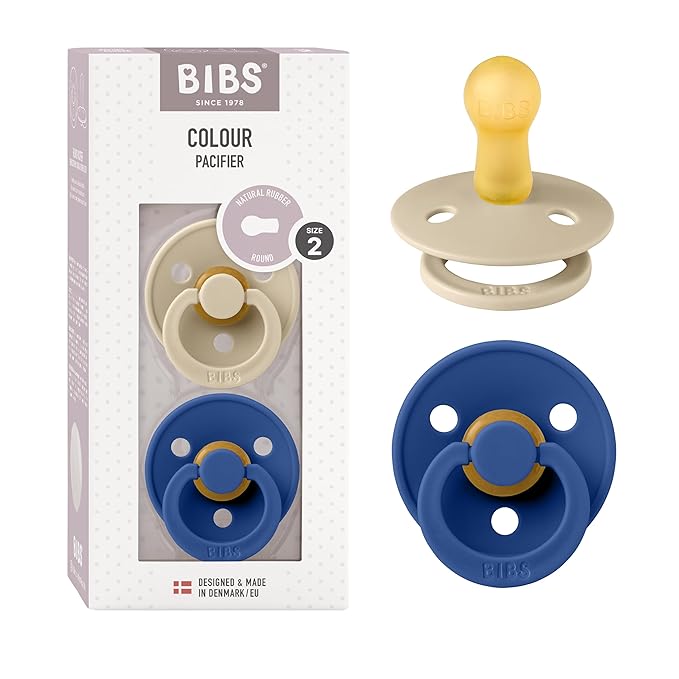BIBS Pacifiers Colour Collection | Natural Rubber Baby Pacifier | Round Nipple by BIBS