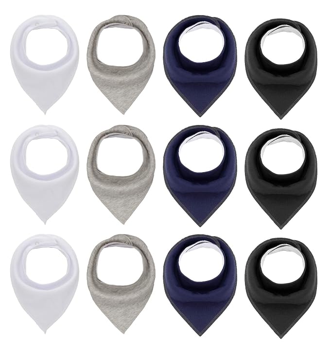 Maiwa Black White Cotton Bandana Snap Drool Bibs by maiwa