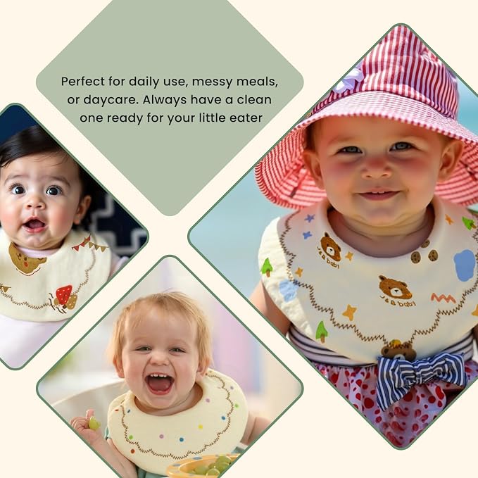 Baby Bibs Muslin Bibs for Baby Girl Boy for Drooling and Teething 10 Pack - Image 6