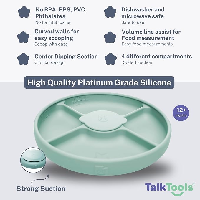 TalkTools Bitsy Feeding Kid's Essentials Plate Set – Toddler Utensils, Spoon - Image 2