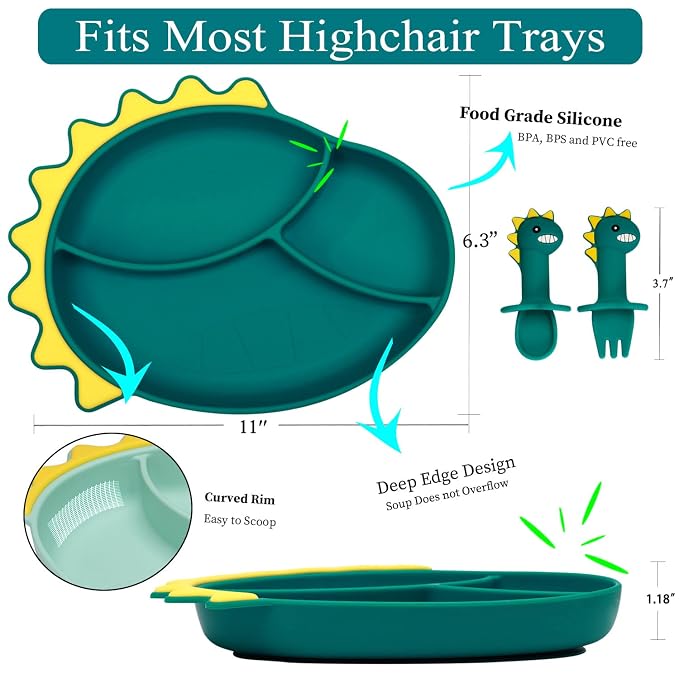 Suction Plates for Baby, Silicone Toddler Plates - Image 2