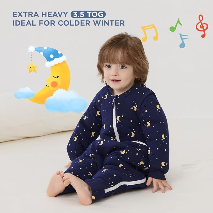 Duomiaomiao 3.5 TOG Toddler Sleep Sack 2-3T 100% Cotton Winter Side Open Zipper - Image 2