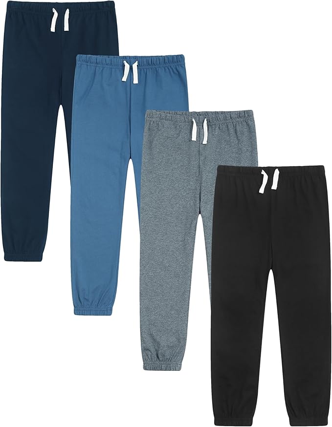 GFQLONG 4 Pack Toddler Boys and Girls Cotton Pants Lightweight Trousers by GFQLONG