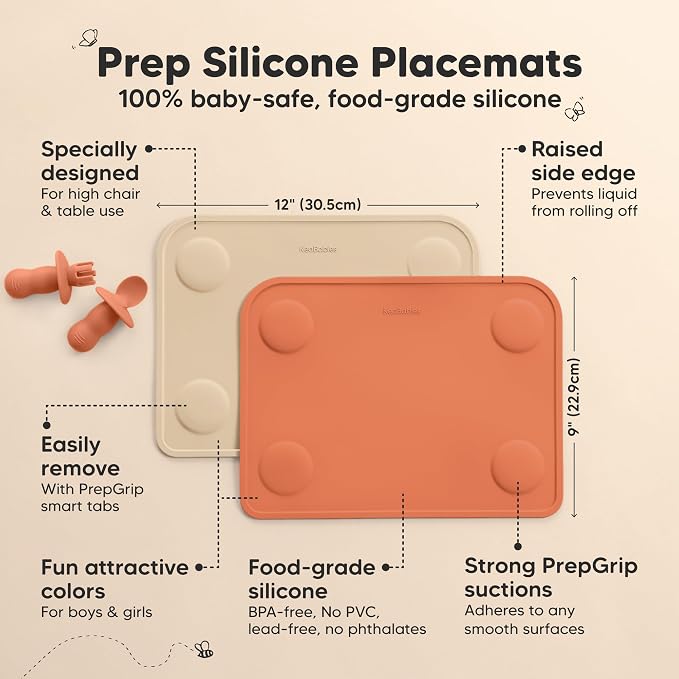 KeaBabies 2-Pack Silicone Placemats - Image 2
