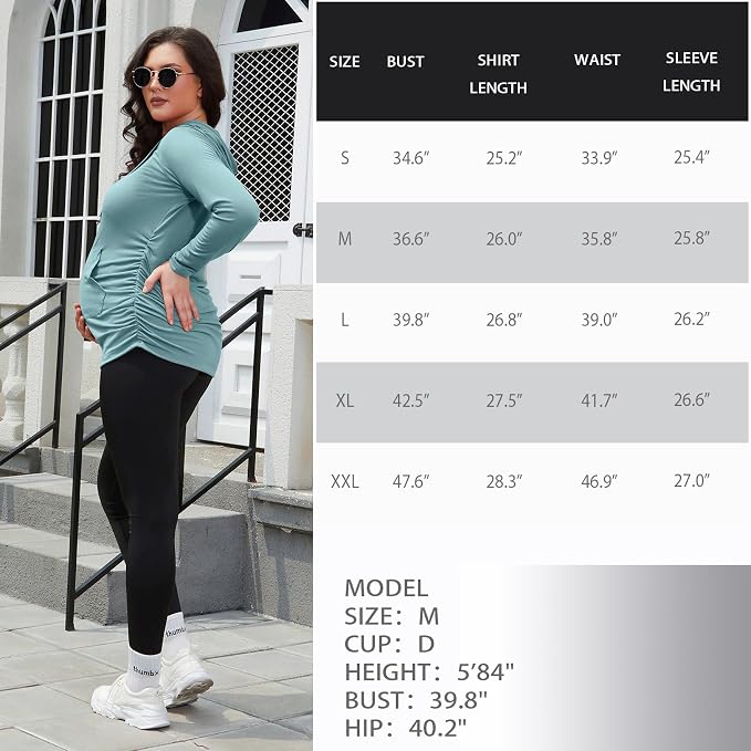 GINKANA Maternity Hoodie Long Sleeves Shirts Casual Maternity Top Pregnancy - Image 7