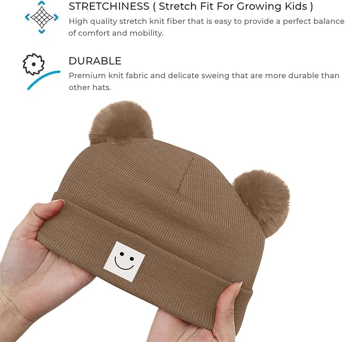 AZJ Baby Beanie Hat Toddler Infant Winter Knitted Hat Kids Soft Warm Pom Pom - Image 5