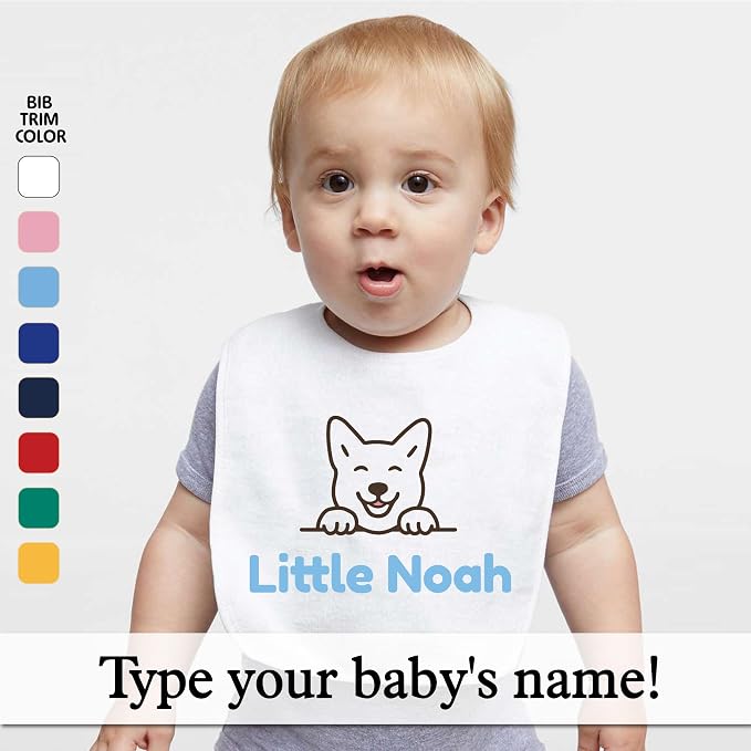 Personalized Baby Bib – Soft Cotton Terry, Cute Jindo Dog Design - Image 2