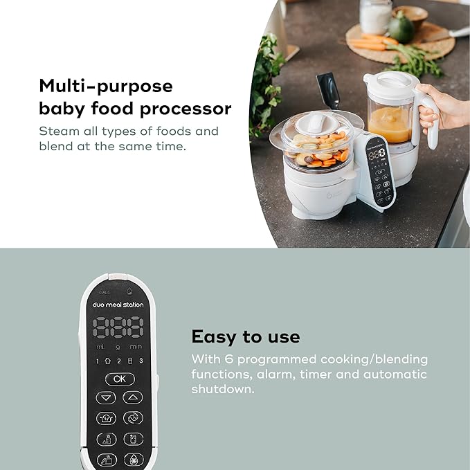 Babymoov Duo Meal Station 6 in 1: Multi-Speed Baby Food Maker Steamer and Puree - Image 3