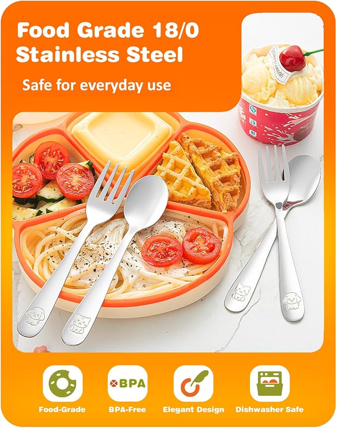 8-Piece Toddler Utensils Set, Food Grade Stainless Steel Kids Silverware Set - Image 3