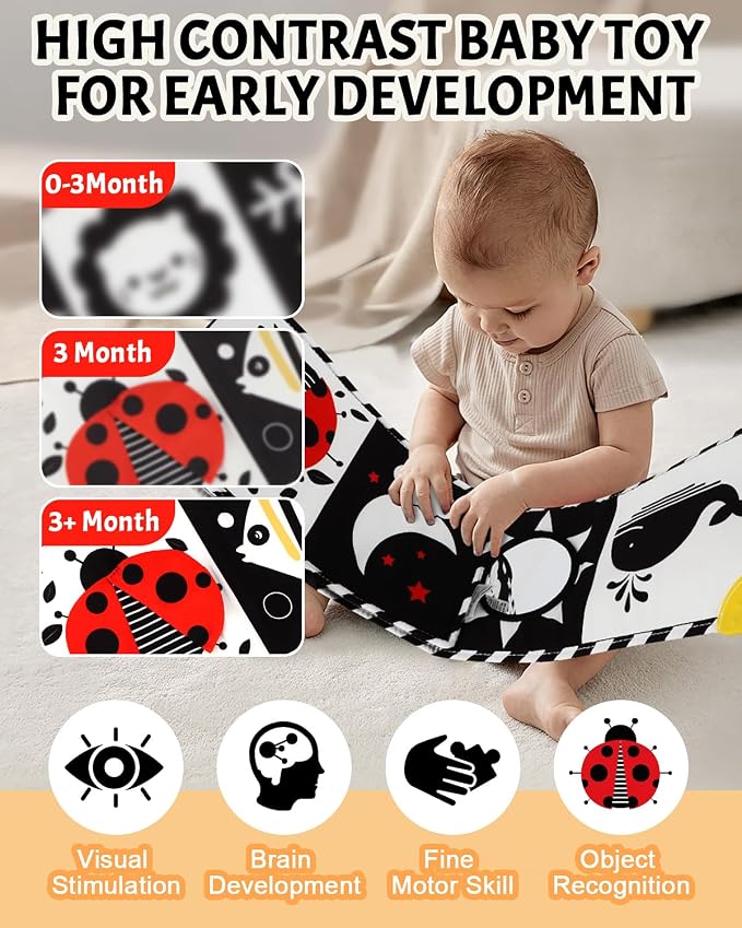 Tummy Time Toys, High Contrast Baby Book - Image 4