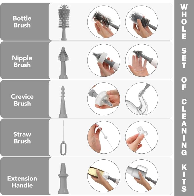 Electric Bottle Brush Cleaner, 9 in 1 Baby Bottle Brush Kit - Image 3