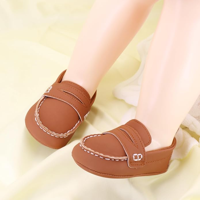 LONSOEN Baby Girls Boys Loafers Prewalker Dress Crib Shoes - Image 3