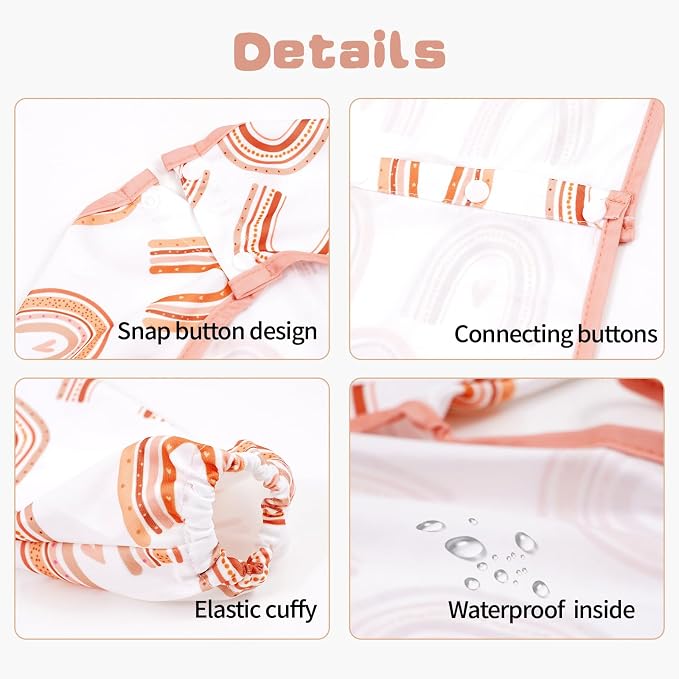 2-Pack Long Sleeve Baby Bib, Coverall Baby Bibs - Image 3