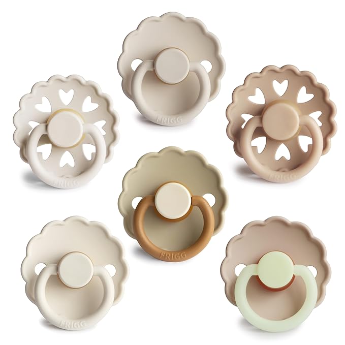 FRIGG Natural Rubber Baby Pacifier 6-Pack Cinnamon Charm | Made in Denmark | by mushie