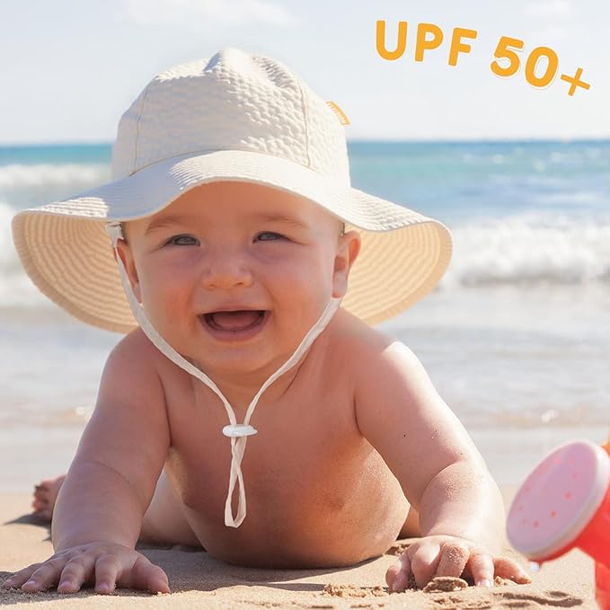 HONGTEYA Baby Sun Hat Toddler Girl Beach Hat Adjustable Outdoor Summer Hat UPF - Image 2
