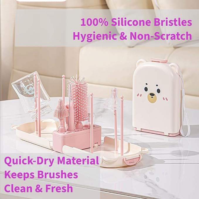 Travel Baby Essentials, 7in1 Travel Baby Bottle Cleaning Kit, Baby Essentials - Image 2
