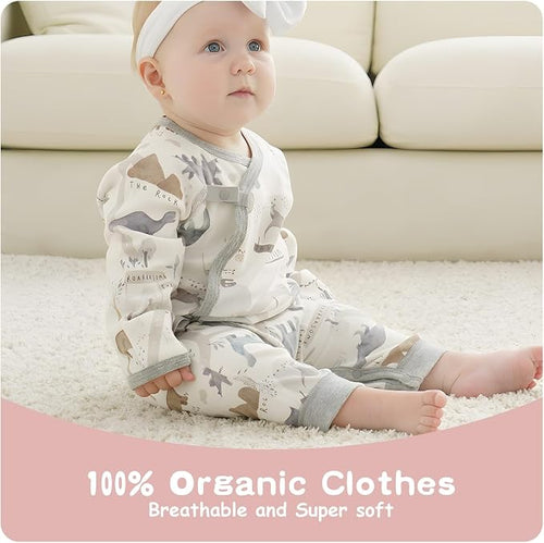 100% Organic Cotton Soft 0-6 Months Unisex Footless Newborn Baby Sleepers - Image 2