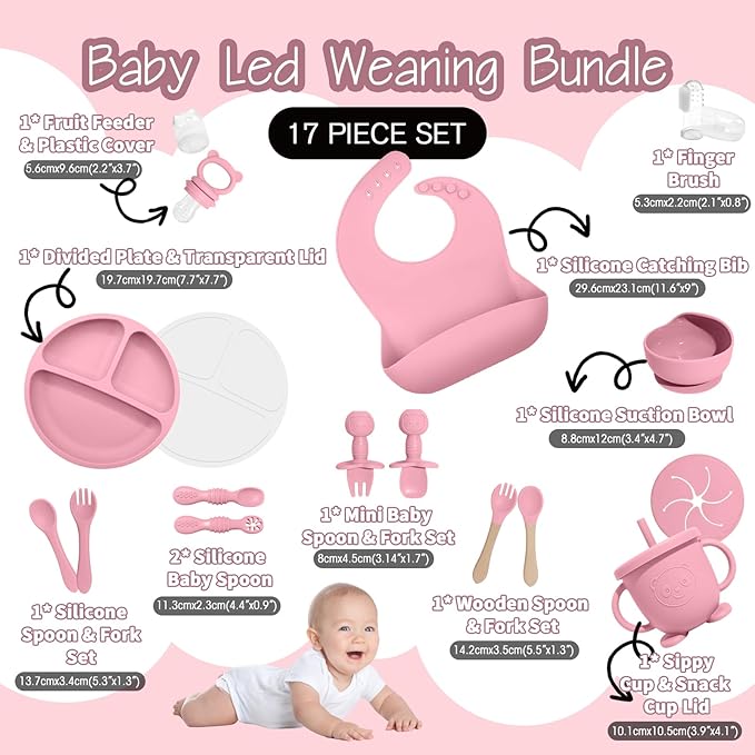 Baby Led Weaning Supplies, 17 Piece BPA-Free Silicone Feeding Set, Eating - Image 2