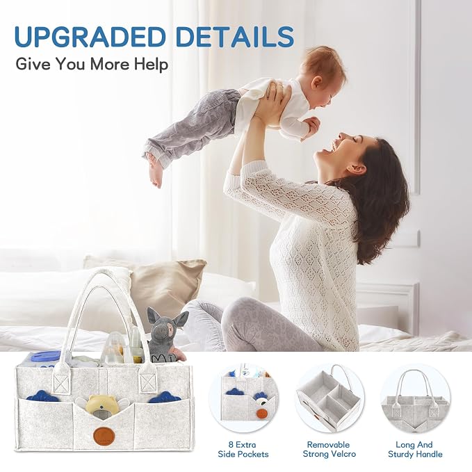 Maliton Baby Diaper Caddy, Nursery Storage Bin & Car Organizer - Image 3