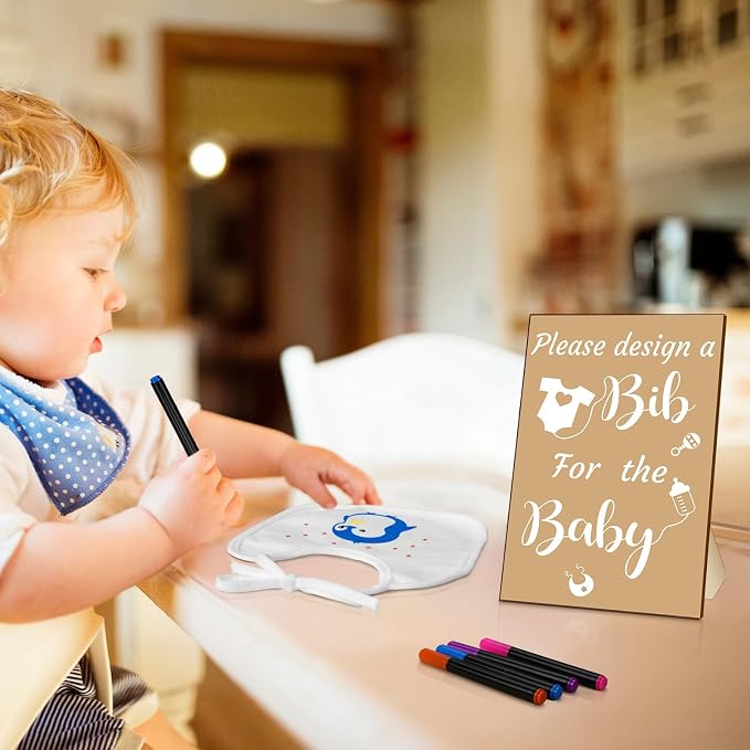 Newwiee 55 Pcs White Bibs for Baby Decorating Design a Bib Decorate Plain - Image 5