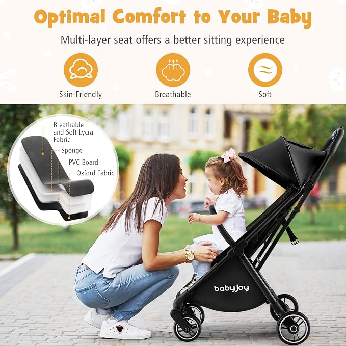 BABY JOY Lightweight Baby Stroller, Compact Travel Stroller - Image 8