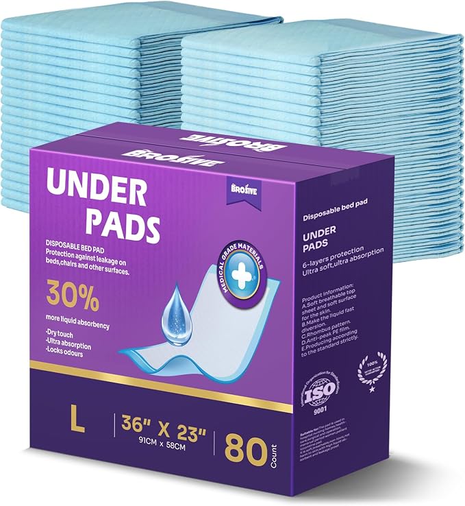 Disposable Bed Pads for Incontinence 23" x 36" by Brosive