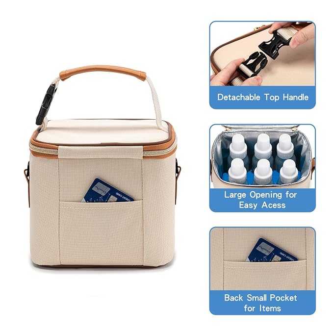 Breastmilk Cooler Bag with Ice Pack Fits 6 Baby Bottles Up to 5 Ounce, Baby - Image 4
