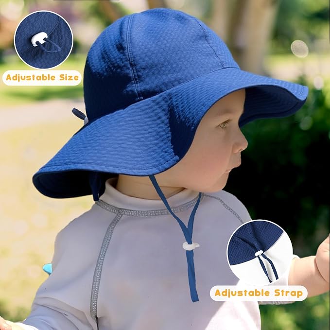 HONGTEYA Baby Sun Hat Toddler Girl Beach Hat Adjustable Outdoor Summer Hat UPF - Image 3