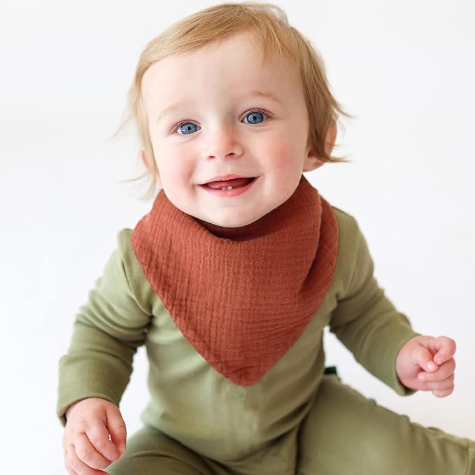 Konssy 8-Pack Muslin Baby Bibs, Absorbent Bandana Drool, 100% Cotton Unisex - Image 4