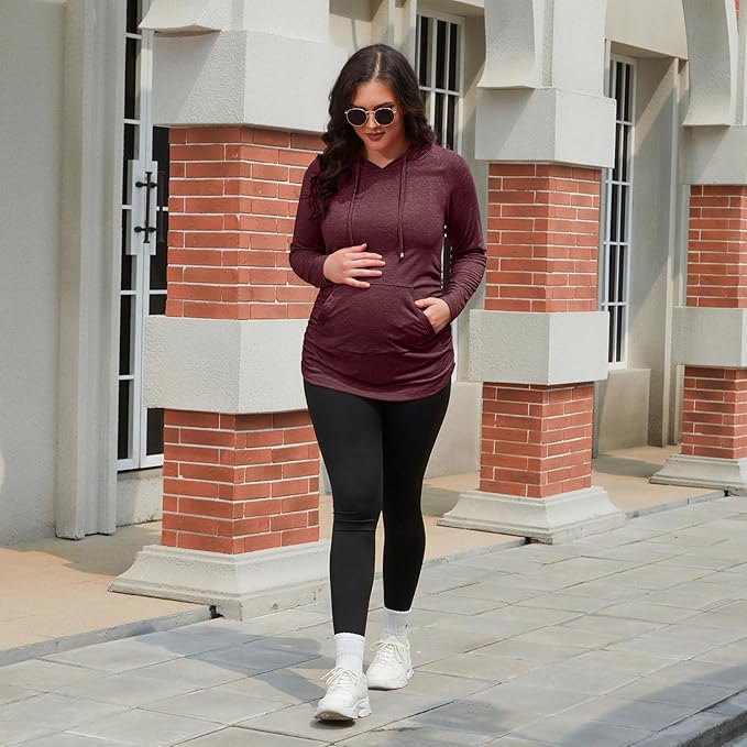 GINKANA Maternity Hoodie Long Sleeves Shirts Casual Maternity Top Pregnancy - Image 5