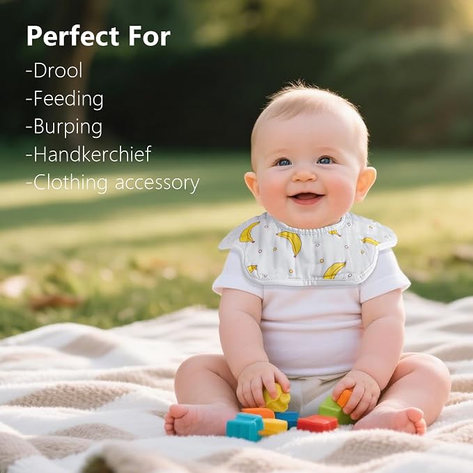 8-Pack 360° Rotate Organic Cotton Baby Bibs, Newborn Muslin Bibs - Image 8