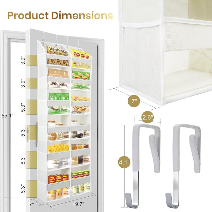 HOMELUX THEORY 2 PC Heavy Duty Over the Door Organizer 55x14x6.7, 6 Large Front - Image 3