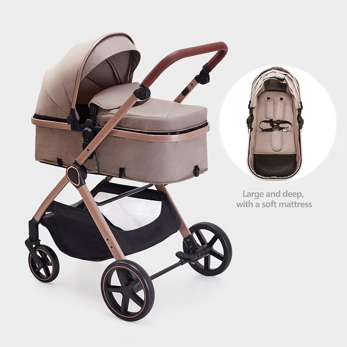 2 in 1 Baby Stroller, Newborn Infant Toddler Convertible Pram Stroller - Image 8