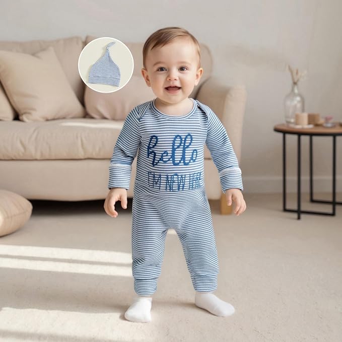 Fernvia Newborn Baby Boy Clothes Letters Print Bodysuit 3 6 9 12 18 Months Long - Image 2