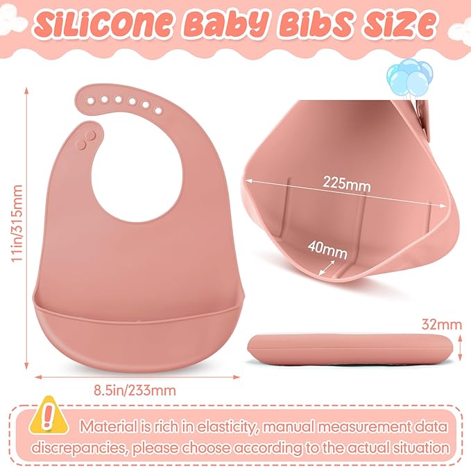 Mepase Silicone Bibs Waterproof Silicone Baby Bibs Soft Adjustable Baby Feeding - Image 2